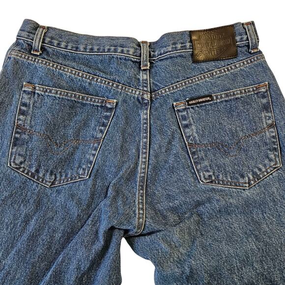 Harley Davidson Men's Denim Jeans Size 35 HEMMED 31/32 INCHES Motorcycle Jeans - Picture 5 of 16